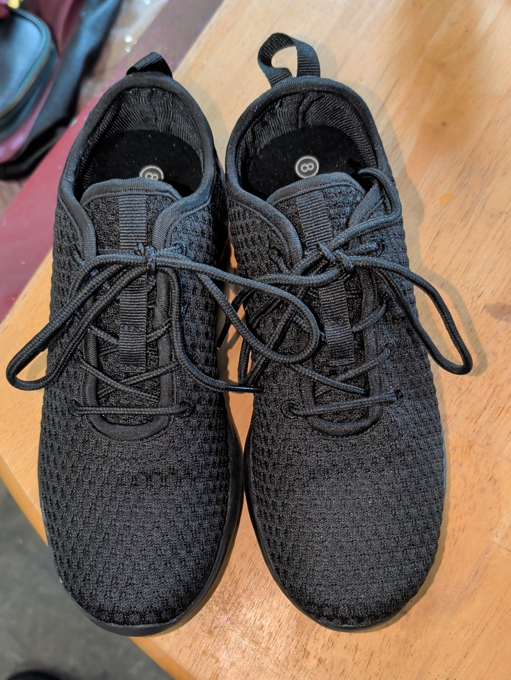 Newmal Black Knit Lightweight Lace-Up Sneakers